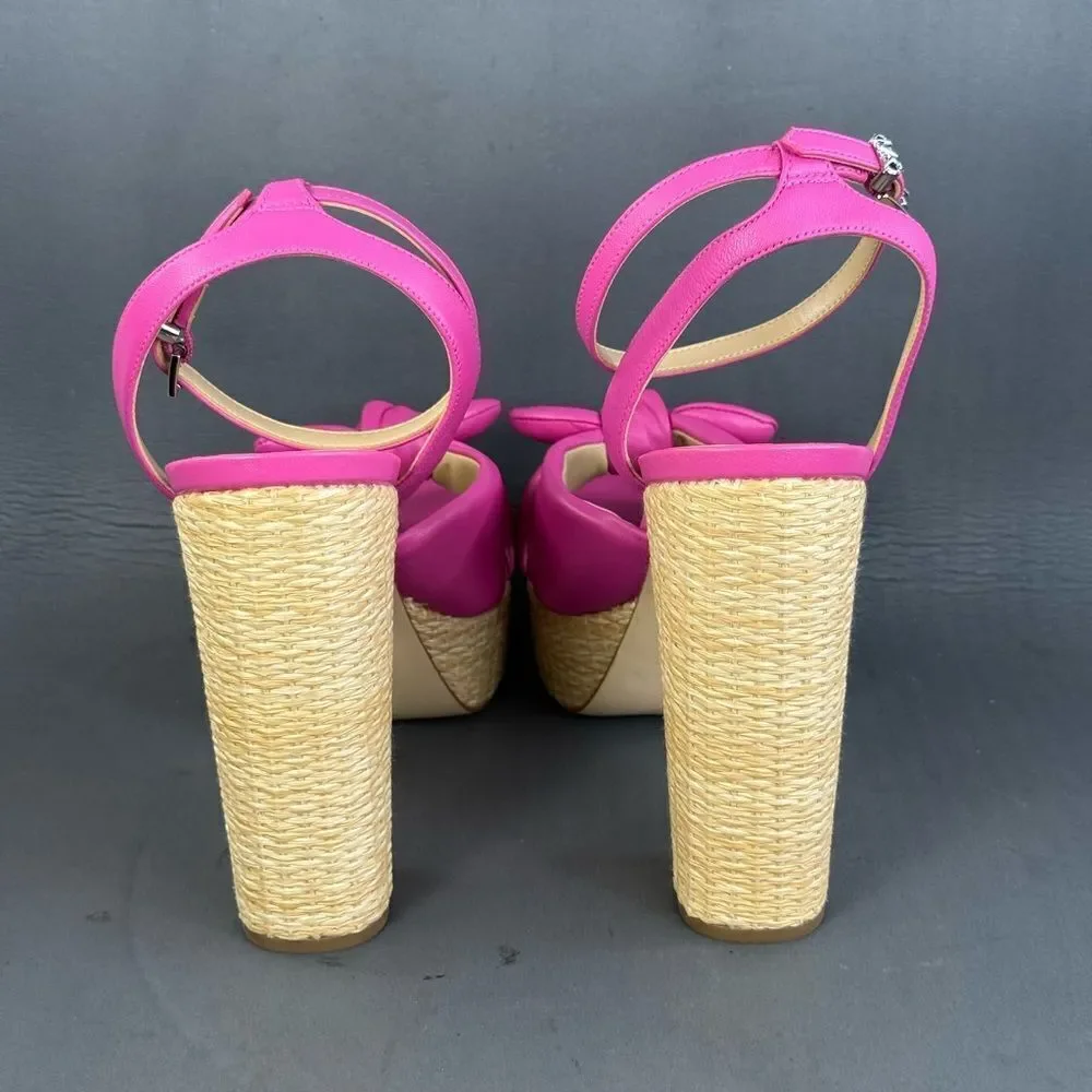 Michael Kors Sadie Leather Bow Platform Sandals shoes womens size 10